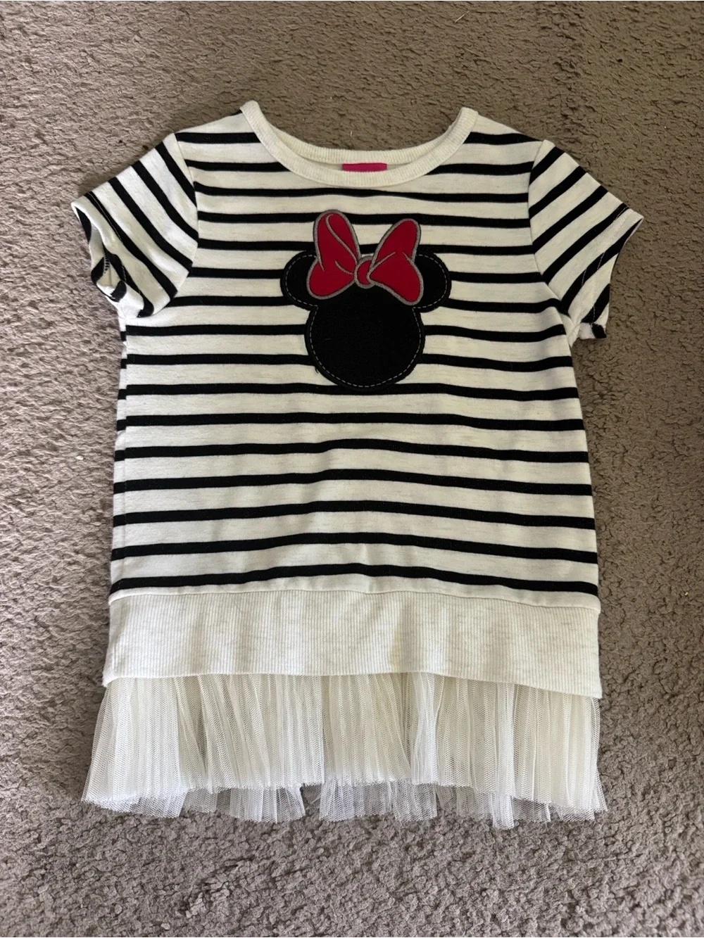 Disney Black & White Striped Minnie Tee with Red Bow size 3T